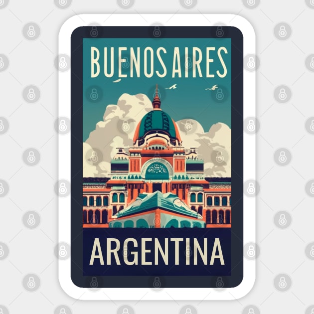 A Vintage Travel Art of Buenos Aires - Argentina Sticker by goodoldvintage